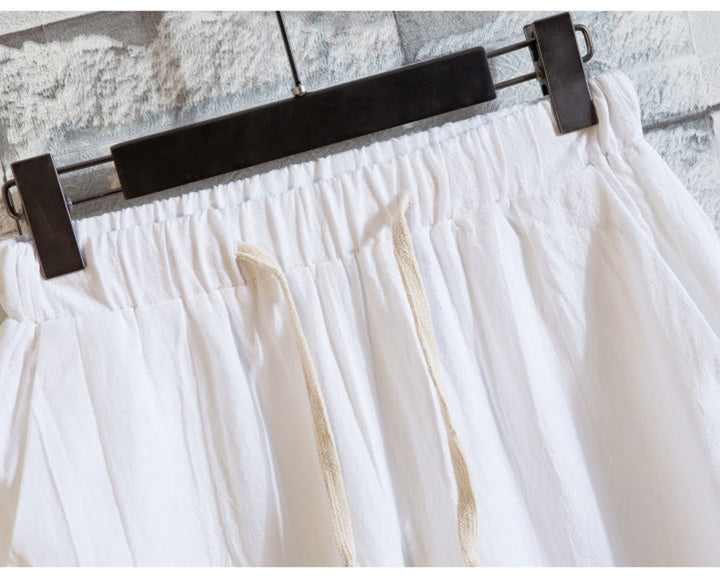 Conjunto de 2 camisetas y pantalones de manga corta con botones de algodón de color liso para hombre con Buddha Stones - image 9
