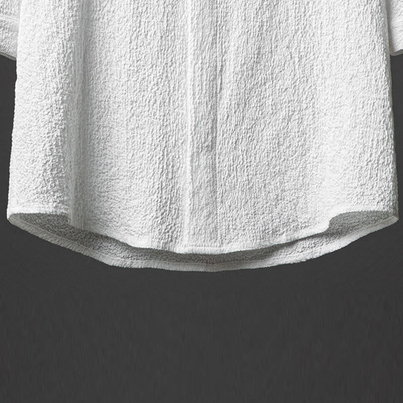 Buddha Stones 2 piezas conjunto de pantalones de camisa de media manga con botones de textura de color sólido para hombres - image 7