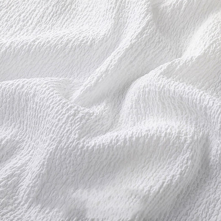 Buddha Stones 2 piezas conjunto de pantalones de camisa de media manga con botones de textura de color sólido para hombres - image 11