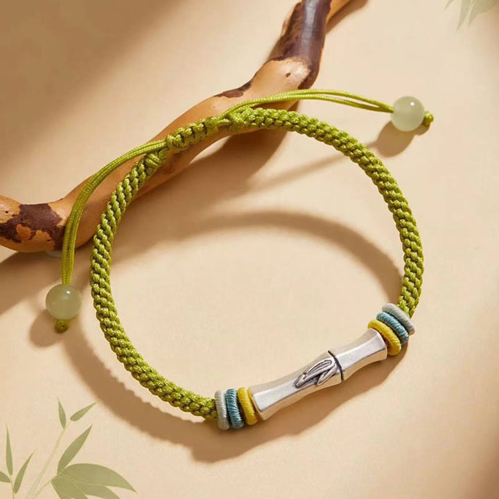 Pulsera de iluminación de bambú con hilo rojo de plata de ley 999 con Buddha Stones - image 2