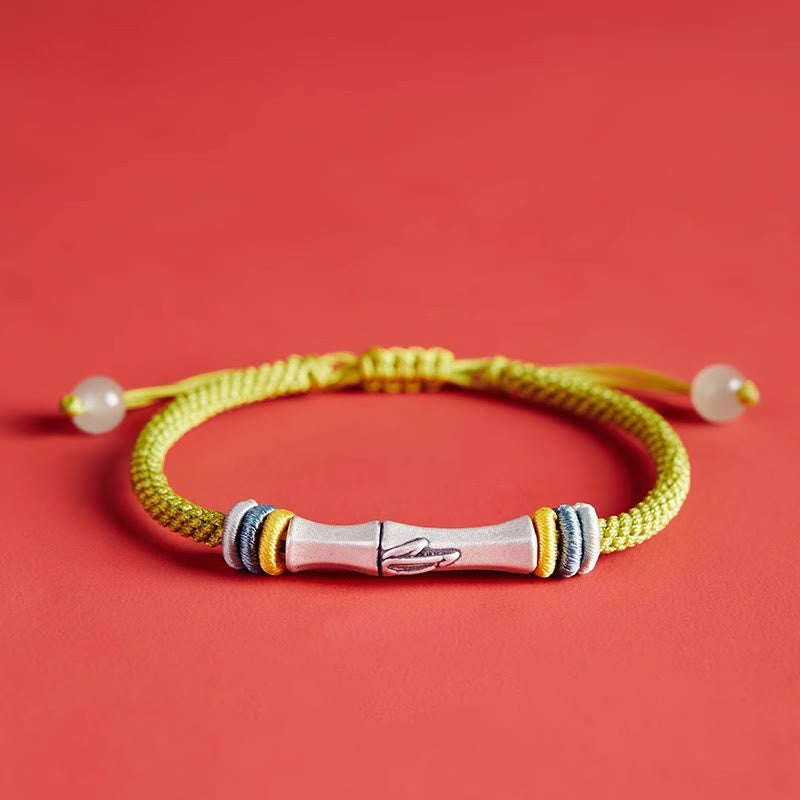 Pulsera de iluminación de bambú con hilo rojo de plata de ley 999 con Buddha Stones - image 1