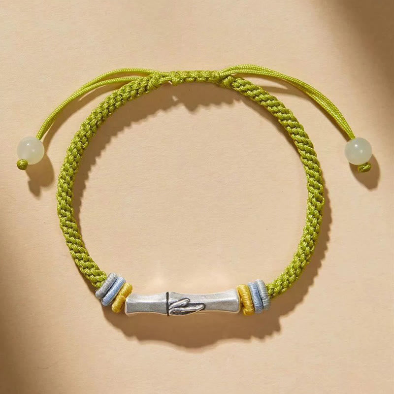 Pulsera de iluminación de bambú con hilo rojo de plata de ley 999 con Buddha Stones - image 7