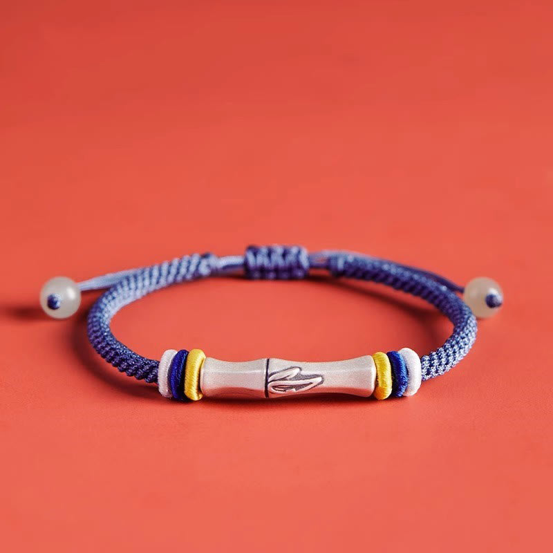 Pulsera de iluminación de bambú con hilo rojo de plata de ley 999 con Buddha Stones - Azul (circunferencia de la muñeca 14-21 cm) - image 16