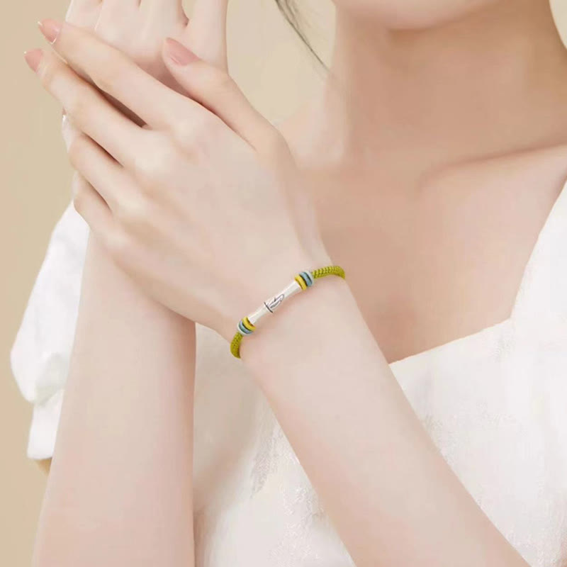 Pulsera de iluminación de bambú con hilo rojo de plata de ley 999 con Buddha Stones - image 10