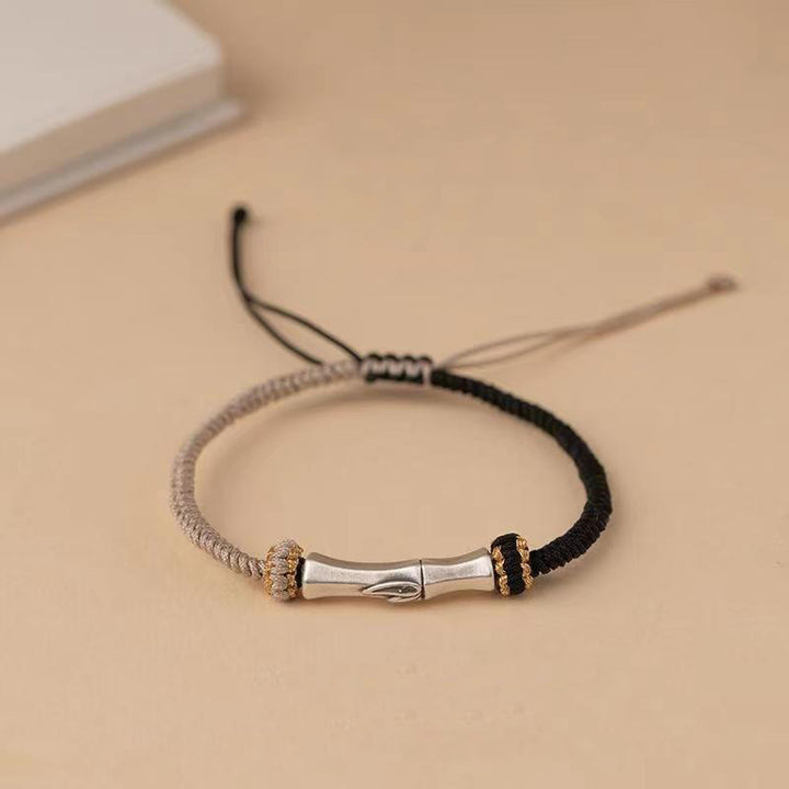 Pulsera Trenzada De Protección De Bambú De Plata De Ley 925 Con Buddha Stones - Negro (circunferencia de la muñeca 15-18 cm) - image 3