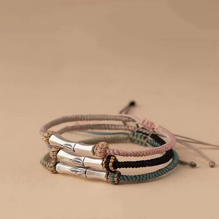 Pulsera Trenzada De Protección De Bambú De Plata De Ley 925 Con Buddha Stones - image 0