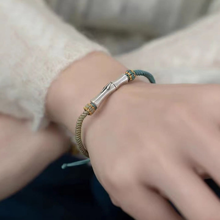 Pulsera Trenzada De Protección De Bambú De Plata De Ley 925 Con Buddha Stones - image 5