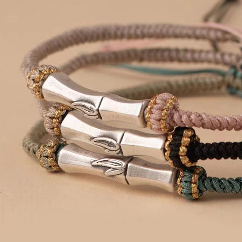 Pulsera Trenzada De Protección De Bambú De Plata De Ley 925 Con Buddha Stones - image 13
