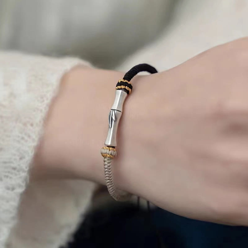 Pulsera Trenzada De Protección De Bambú De Plata De Ley 925 Con Buddha Stones - image 6