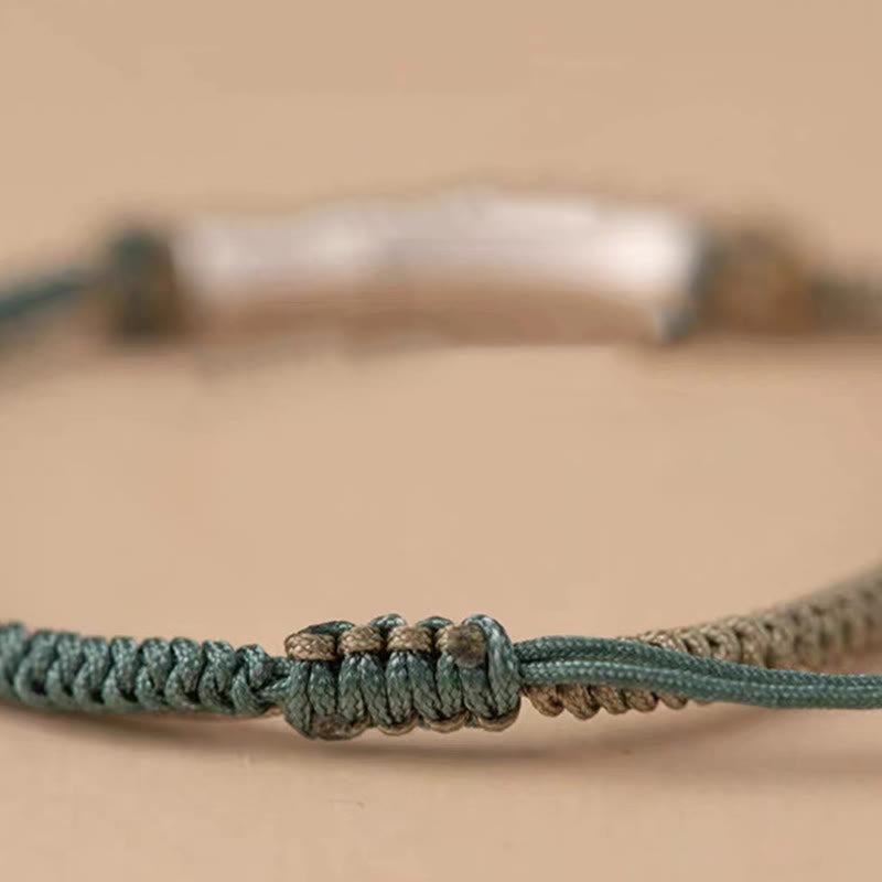 Pulsera Trenzada De Protección De Bambú De Plata De Ley 925 Con Buddha Stones - image 12