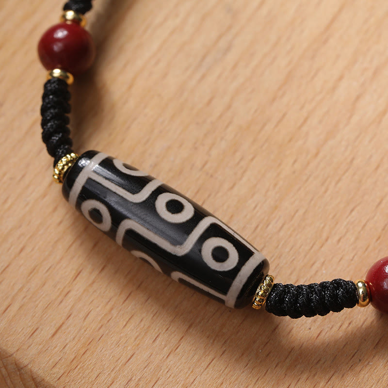 Pulsera de protección de cuentas Dzi tibetana de nueve ojos hecha a mano con Buddha Stones