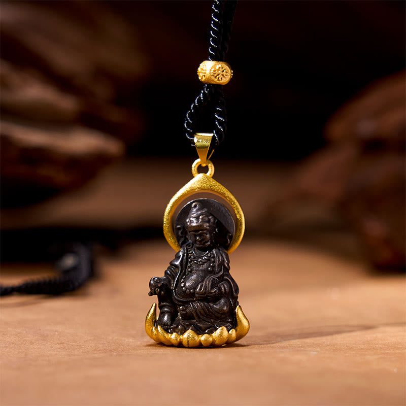 Buddha Stones tibetano amarillo Jambhala amarillo dios de la riqueza Buda collar con colgante de serenidad - Jambhala amarillo de aleación (Dios amarillo de la riqueza) - image 1