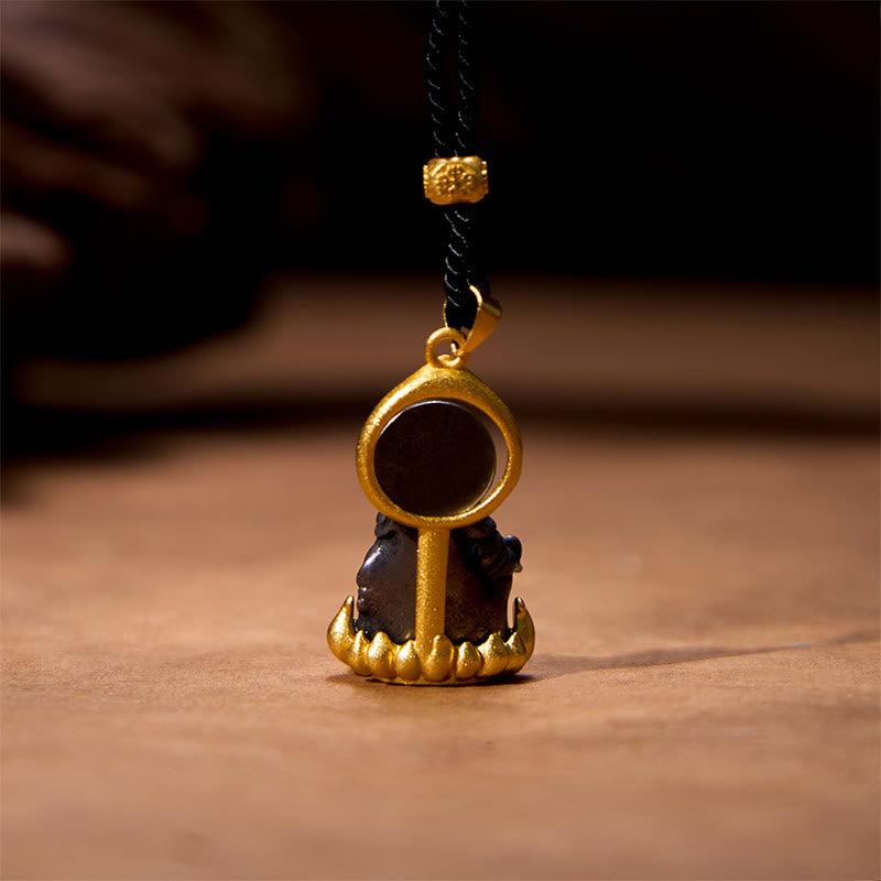 Buddha Stones tibetano amarillo Jambhala amarillo dios de la riqueza Buda collar con colgante de serenidad - image 4