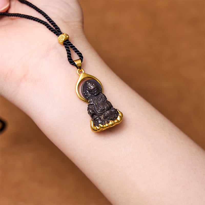 Buddha Stones tibetano amarillo Jambhala amarillo dios de la riqueza Buda collar con colgante de serenidad - image 2