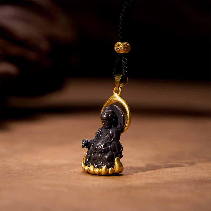 Buddha Stones tibetano amarillo Jambhala amarillo dios de la riqueza Buda collar con colgante de serenidad - image 3