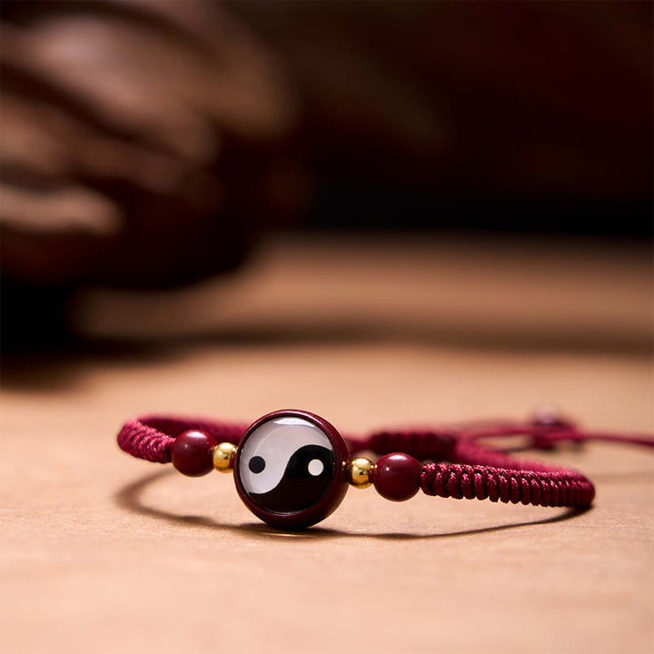 Pulsera de bendición Bagua con símbolo de Yin Yang, hilo rojo, cinabrio de la suerte, Buddha Stones