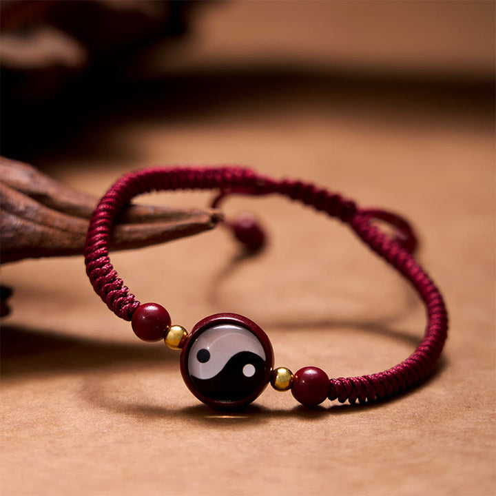 Pulsera de bendición Bagua con símbolo de Yin Yang, hilo rojo, cinabrio de la suerte, Buddha Stones - image 2