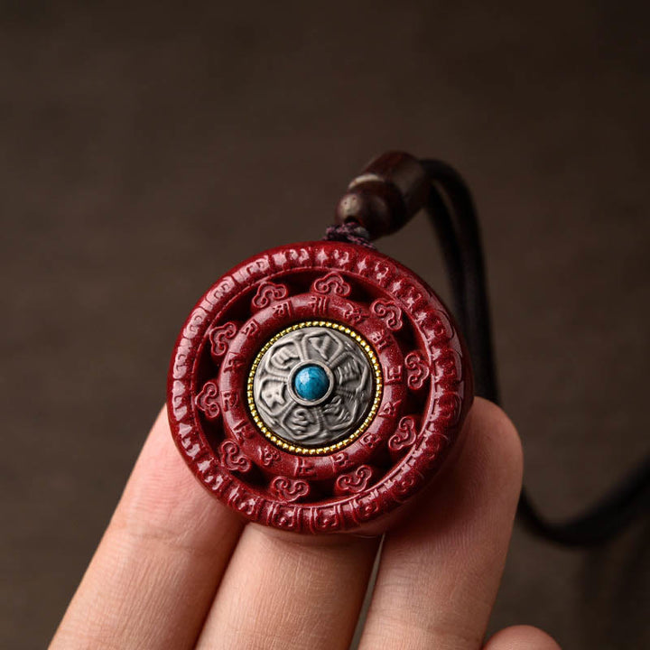 Colgante de collar giratorio con Buddha Stones cinabrio Om Mani Padme Hum bendición - image 4