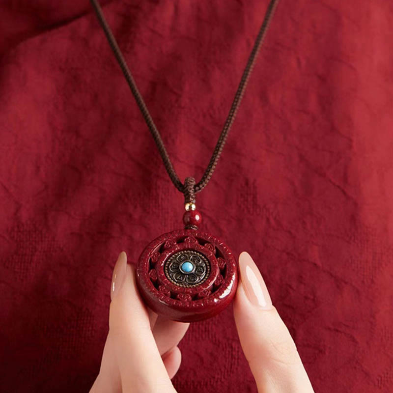 Colgante de collar giratorio con Buddha Stones cinabrio Om Mani Padme Hum bendición - image 8