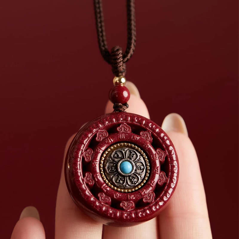 Colgante de collar giratorio con Buddha Stones cinabrio Om Mani Padme Hum bendición - image 2