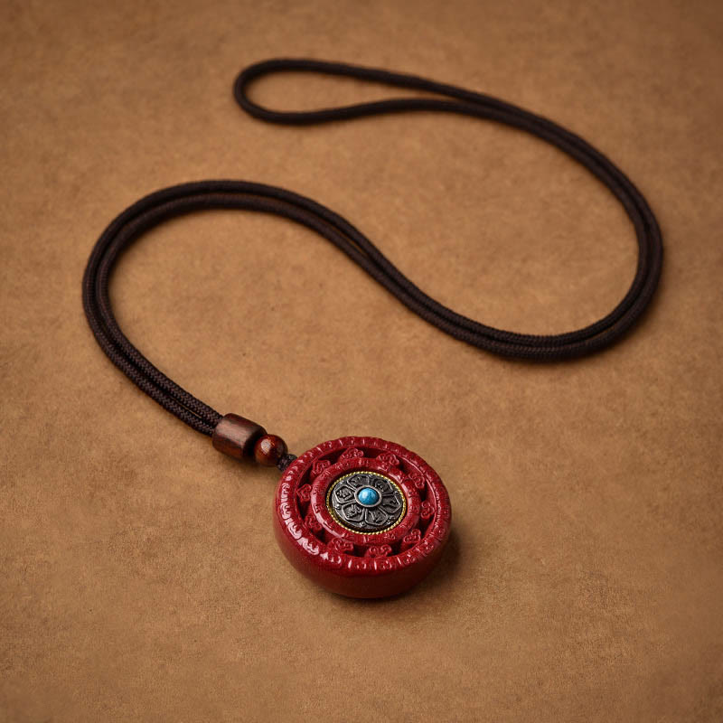 Colgante de collar giratorio con Buddha Stones cinabrio Om Mani Padme Hum bendición - image 11