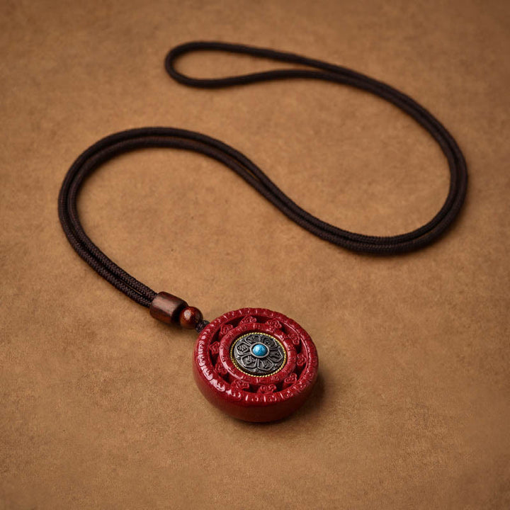 Colgante de collar giratorio con Buddha Stones cinabrio Om Mani Padme Hum bendición - image 11