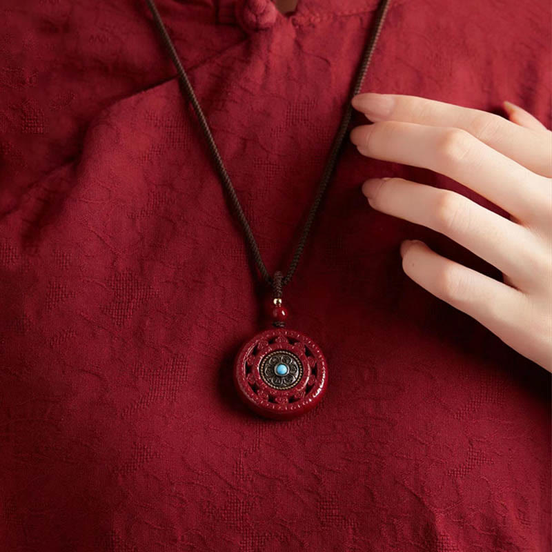Colgante de collar giratorio con Buddha Stones cinabrio Om Mani Padme Hum bendición - image 5