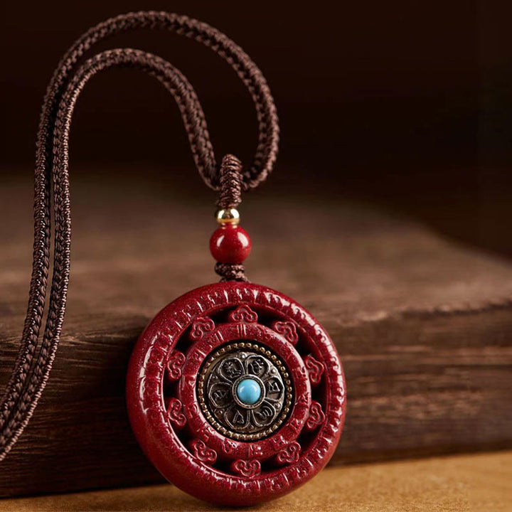 Colgante de collar giratorio con Buddha Stones cinabrio Om Mani Padme Hum bendición - image 10