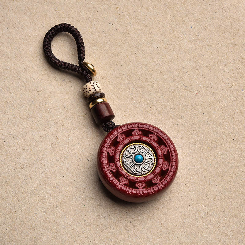 Colgante de collar giratorio con Buddha Stones cinabrio Om Mani Padme Hum bendición - Llavero de cinabrio - image 13