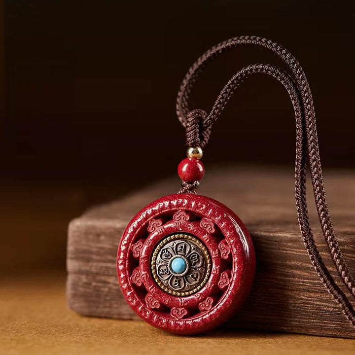 Colgante de collar giratorio con Buddha Stones cinabrio Om Mani Padme Hum bendición - image 3