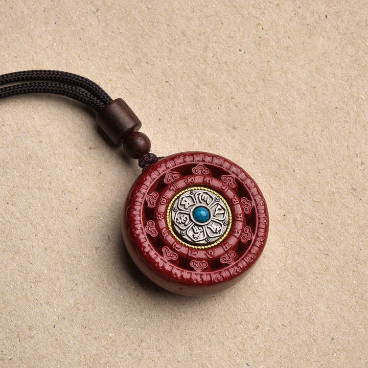 Colgante de collar giratorio con Buddha Stones cinabrio Om Mani Padme Hum bendición - Collar de cinabrio - image 14