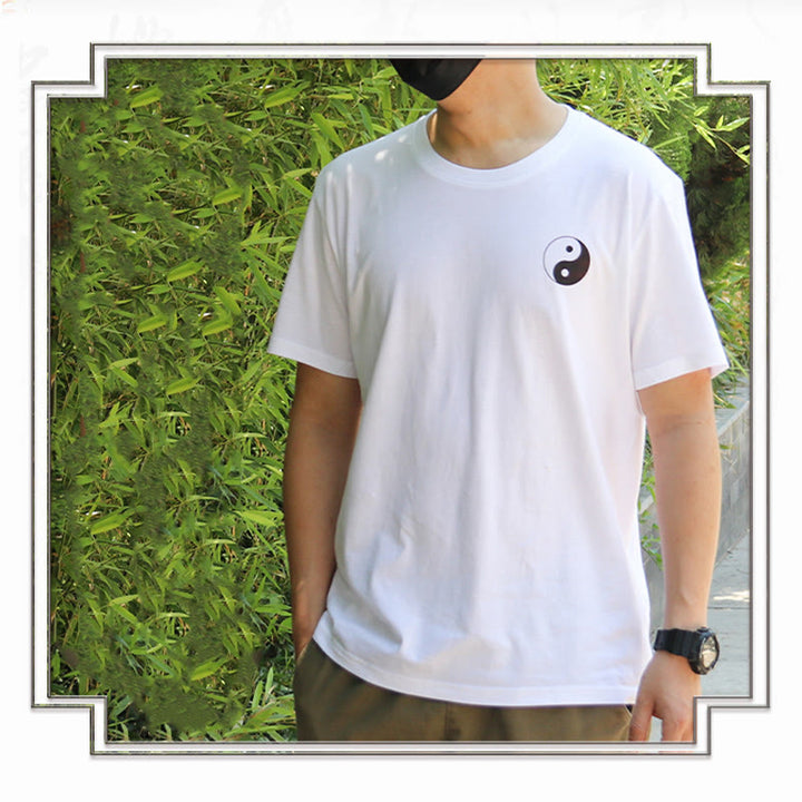 Buddha Stones Camiseta de algodón Yin Yang de manga corta con cuello redondo de verano para hombre - image 11