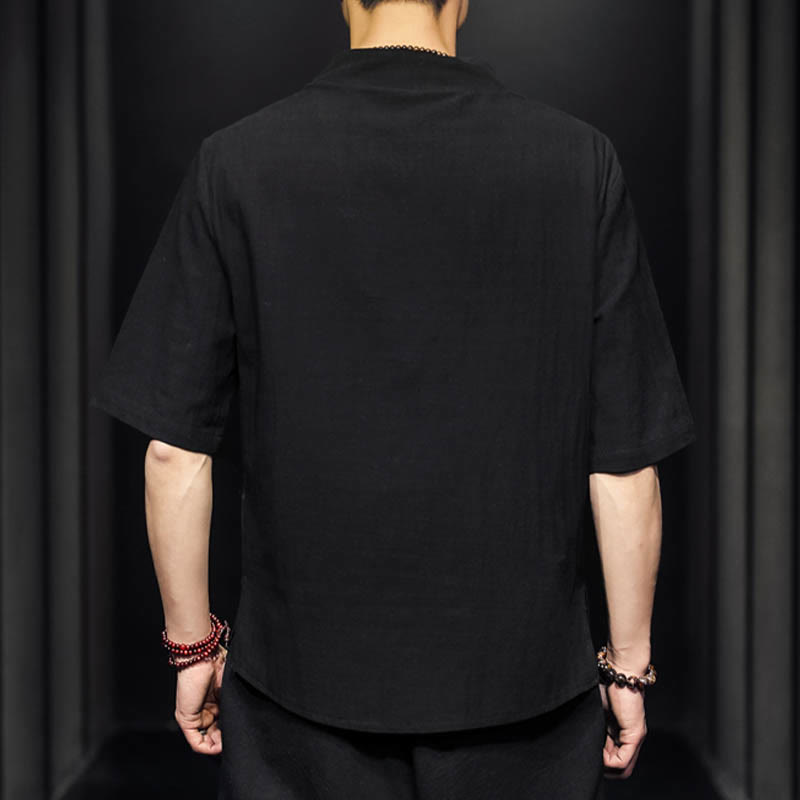 Camisa informal de verano de media manga con Buddha Stones , ropa de algodón para hombre - image 11