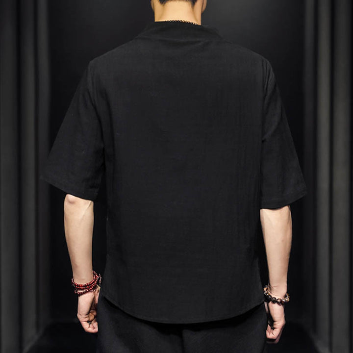 Camisa informal de verano de media manga con Buddha Stones , ropa de algodón para hombre - image 11