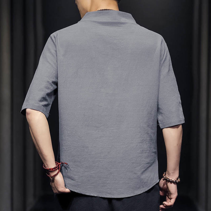 Camisa informal de verano de media manga con Buddha Stones , ropa de algodón para hombre - image 19