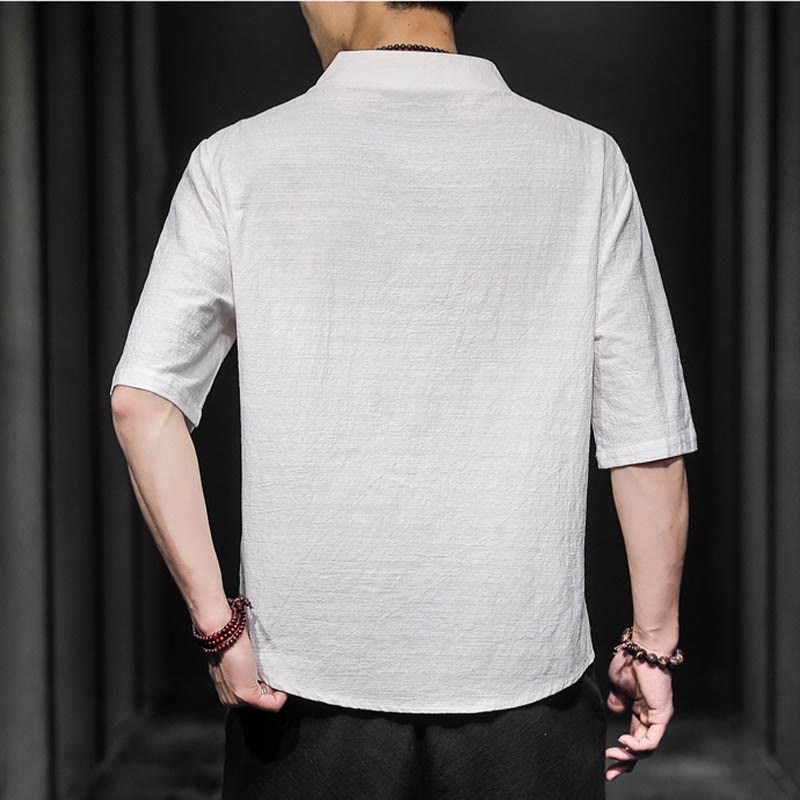 Camisa informal de verano de media manga con Buddha Stones , ropa de algodón para hombre - image 2