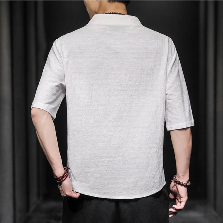 Camisa informal de verano de media manga con Buddha Stones , ropa de algodón para hombre - image 2