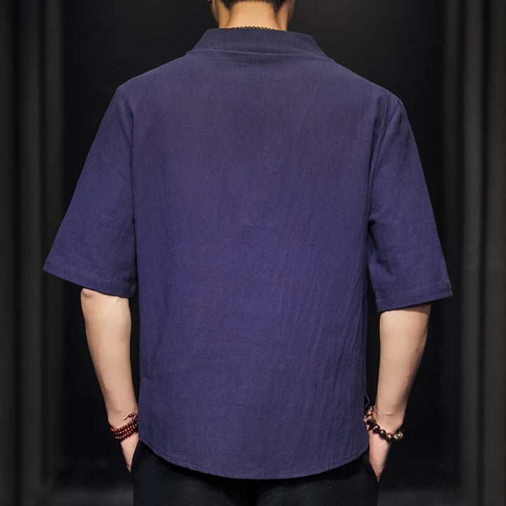 Camisa informal de verano de media manga con Buddha Stones , ropa de algodón para hombre - image 26