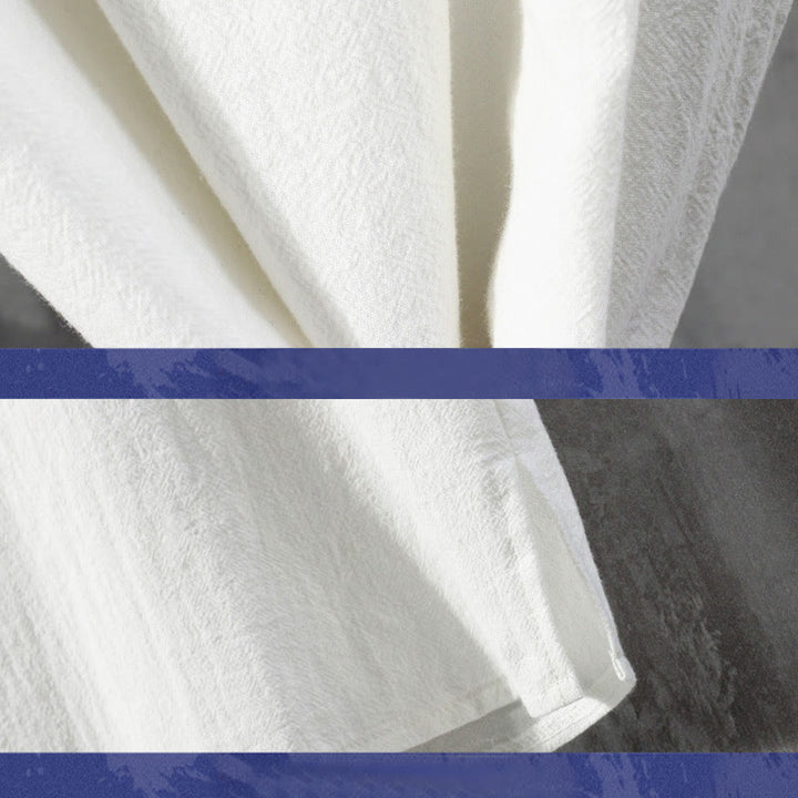 Buddha Stones Botón de Rana Color Liso Traje Tang Chino Camisa de Media Manga Ropa de Lino para Hombres - image 3