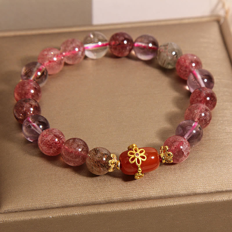 Pulsera de positividad de ágata roja de cristal súper siete naturales de Buddha Stones
