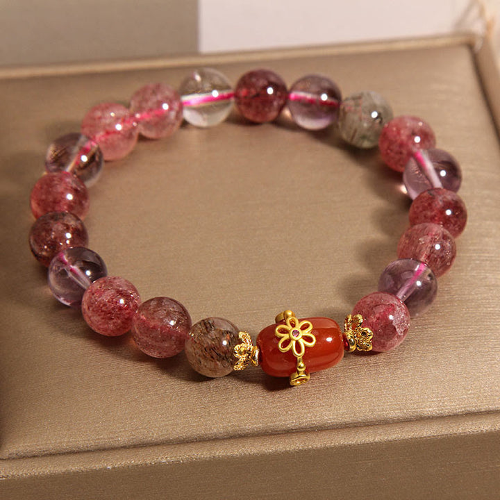 Pulsera de positividad de ágata roja de cristal súper siete naturales de Buddha Stones