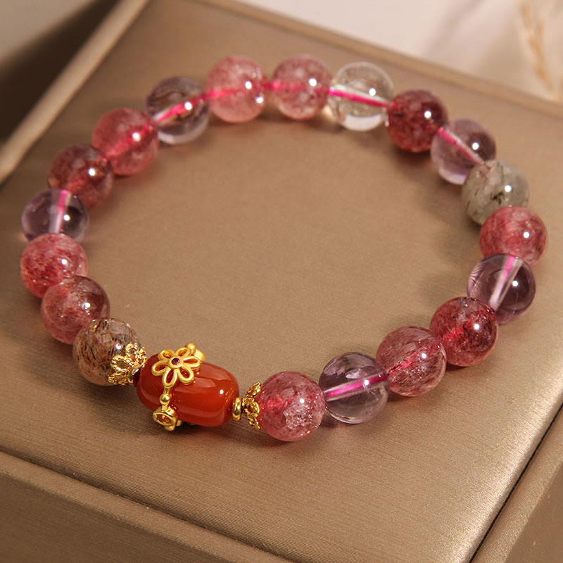 Pulsera de positividad de ágata roja de cristal súper siete naturales de Buddha Stones