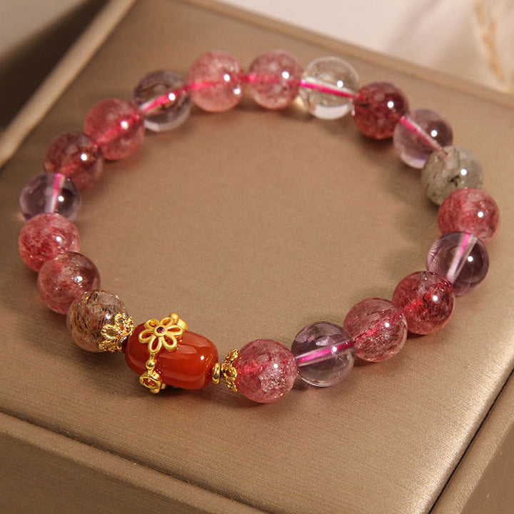 Pulsera de positividad de ágata roja de cristal súper siete naturales de Buddha Stones