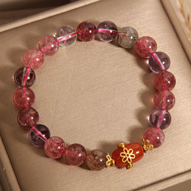Pulsera de positividad de ágata roja de cristal súper siete naturales de Buddha Stones