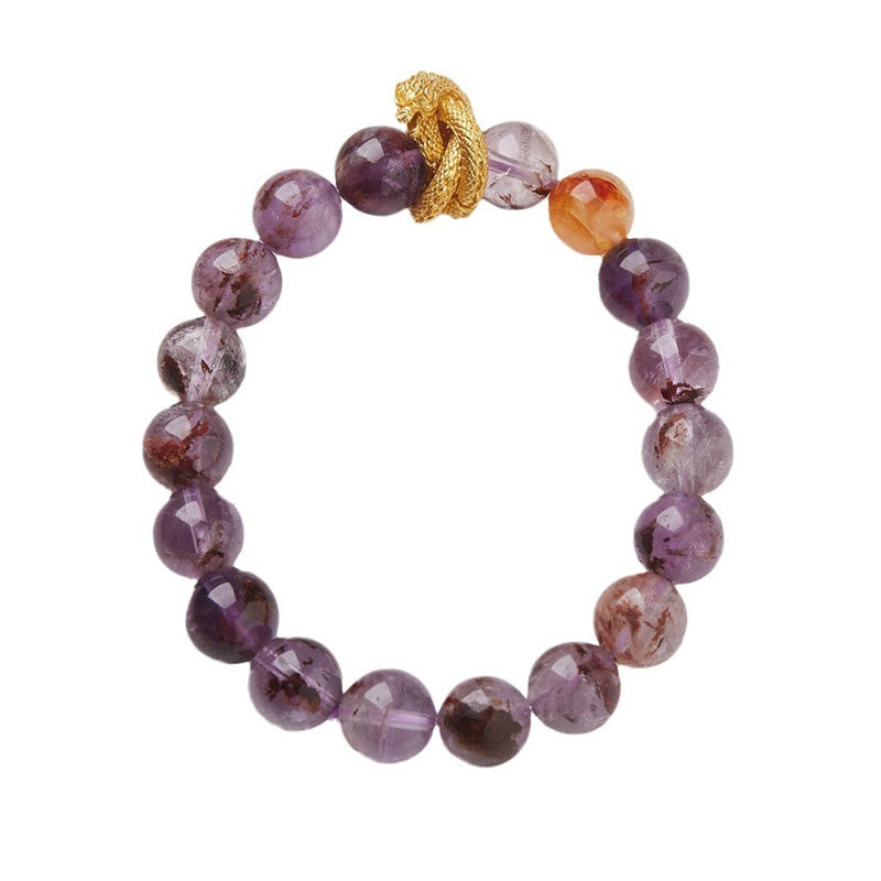 Pulsera de sabiduría de dragón chapada en oro de cobre fantasma púrpura de Buddha Stones