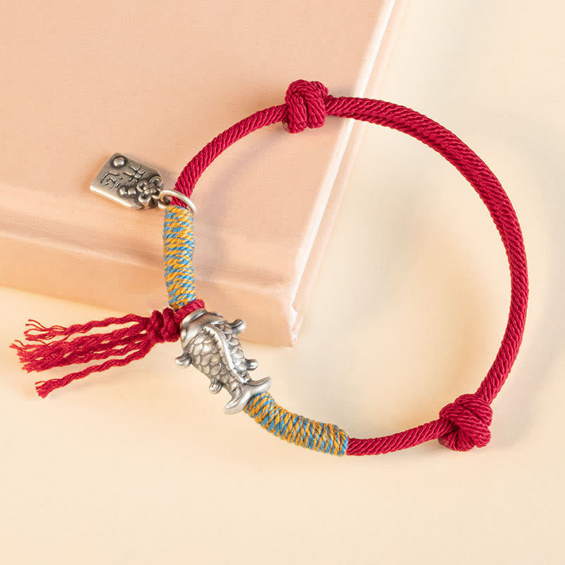 Pulsera de protección de peces Koi de la suerte con hilo rojo de plata de ley 999 con Buddha Stones - image 8