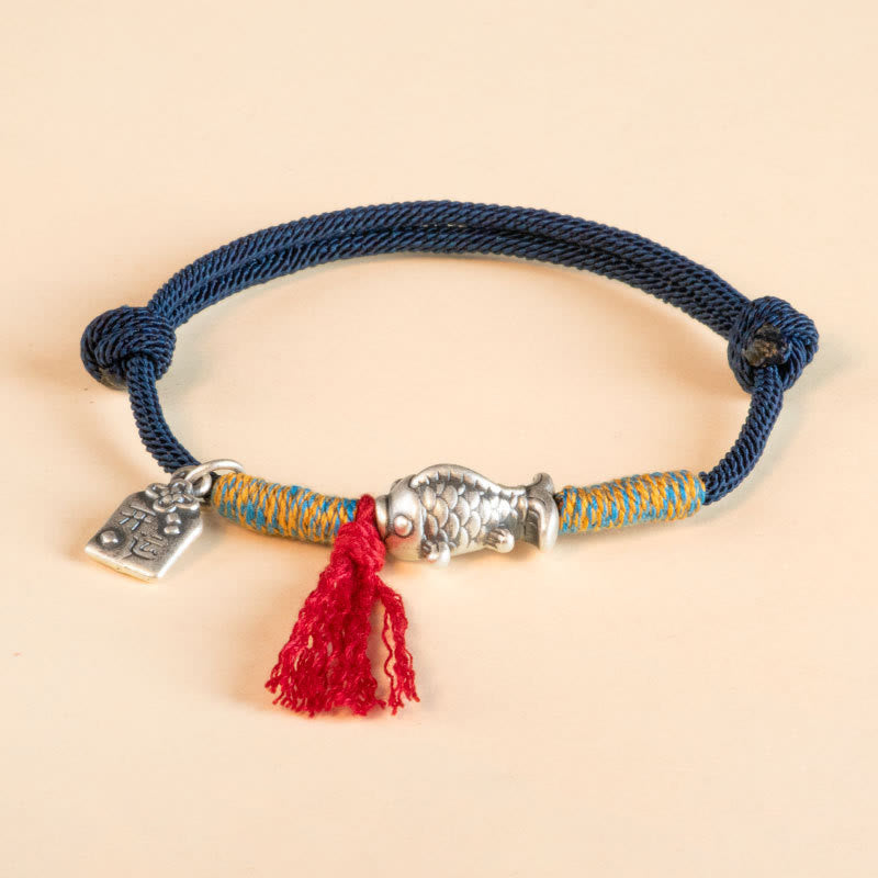 Pulsera de protección de peces Koi de la suerte con hilo rojo de plata de ley 999 con Buddha Stones - image 4
