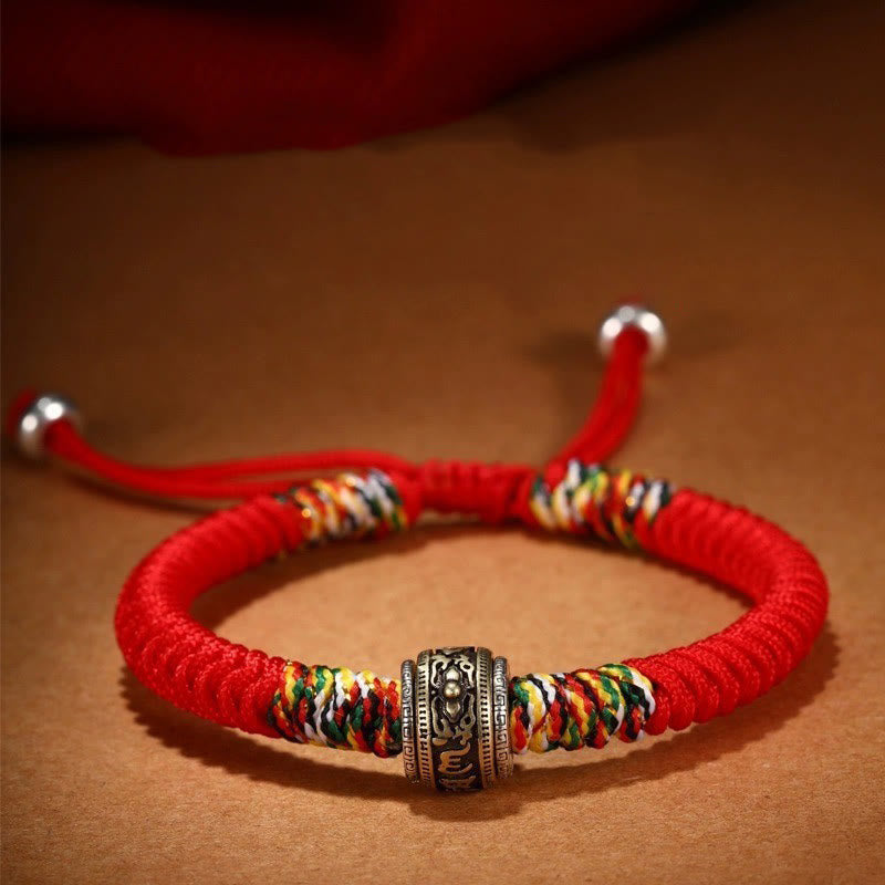 Pulsera de fe con nudo de King Kong Om Mani Padme Hum de plata de ley 925 con Buddha Stones