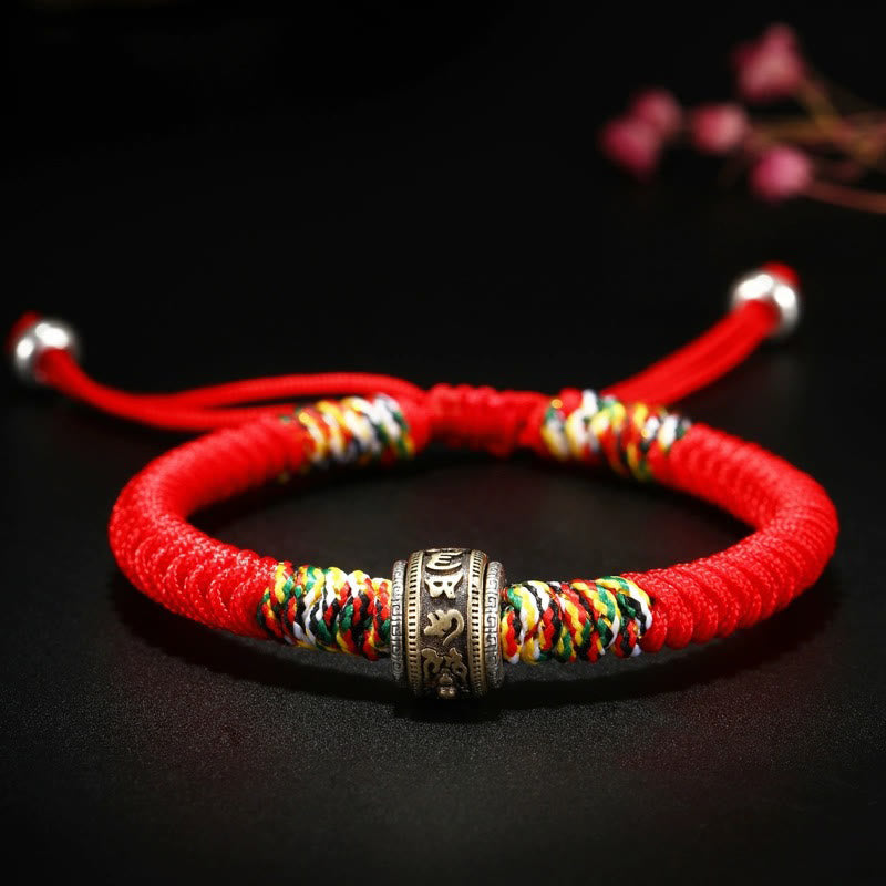 Pulsera de fe con nudo de King Kong Om Mani Padme Hum de plata de ley 925 con Buddha Stones