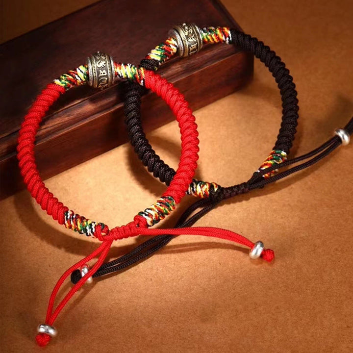 Pulsera de fe con nudo de King Kong Om Mani Padme Hum de plata de ley 925 con Buddha Stones